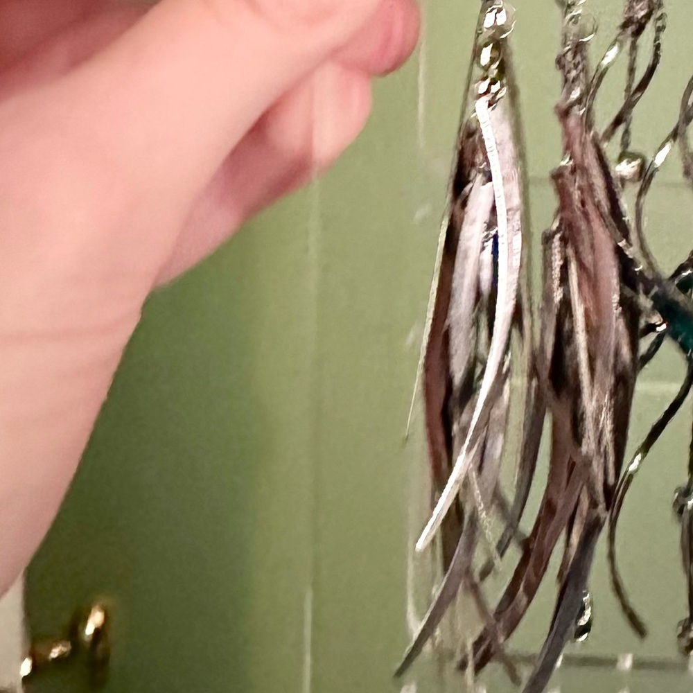 Silver Abstract Dangle Earrings - Picture 8 of 8